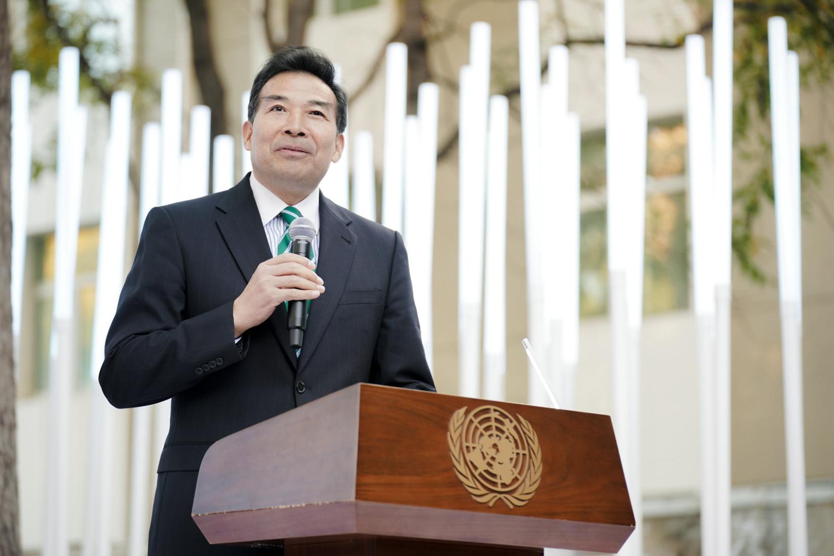 Chairman of the China International Development Cooperation Agency, Luo Zhaohui speaking at UN Day event 2021