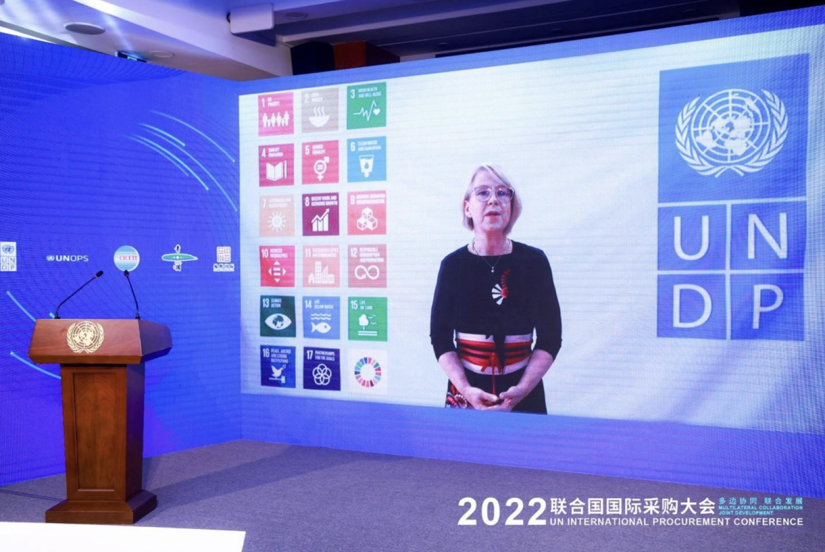 Ms. Beate Trankmann, Resident Representative of UNDP China addressed the gathering on the importance of sustainability in procurement 