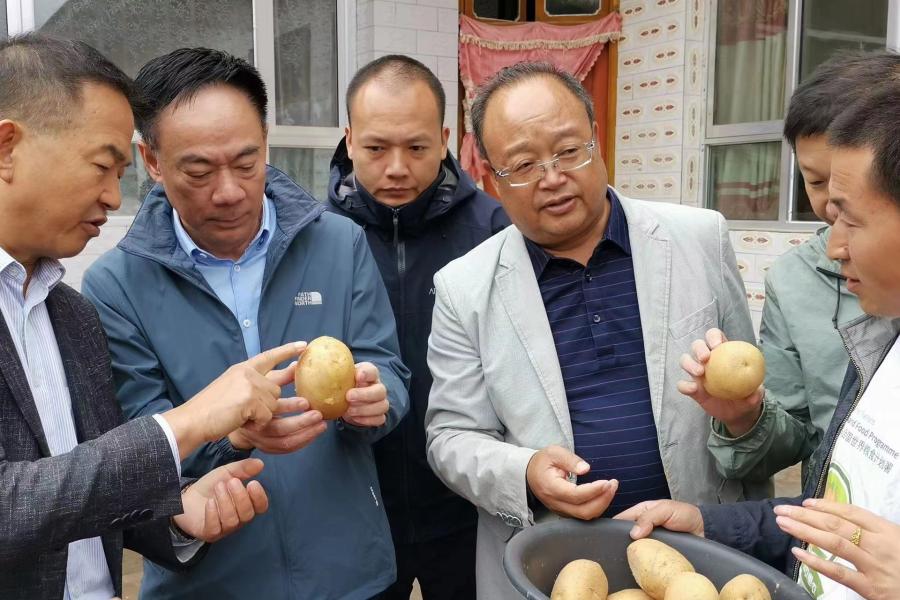 2021年，屈四喜博士一行探访WFP在甘肃开展的富锌马铃薯小农户试点项目受益农户