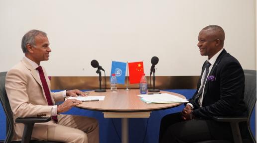 UN Resident Coordinator Siddharth Chatterjee with Stephen Kargbo, UNIDO Representative to China